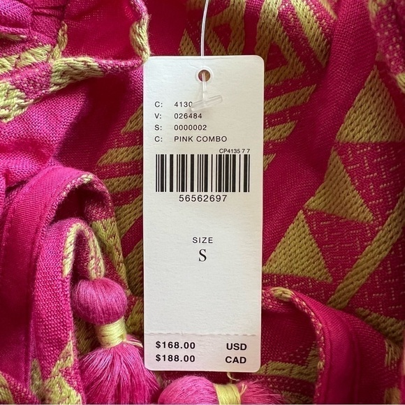 Anthropologie Maeve Dominique Ruffled Tunic Dress Pink Combo Size S NEW - Picture 12 of 15